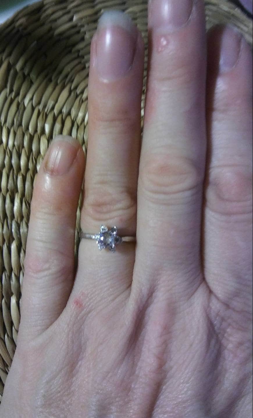 Natural Extremely Tenebrescent Rare Hackmanite, & Natural Diamond accented Sterling Silver Engagement Ring (Comes with report) - Thumbnail 4