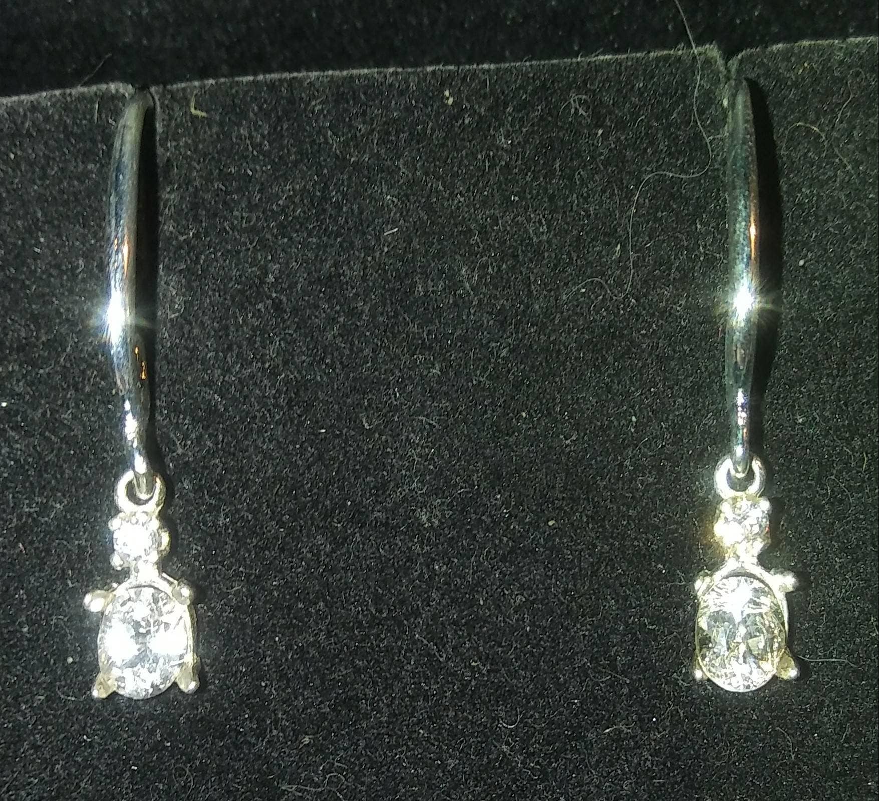 Natural Soft light Champagne Danburite White Sapphire accented Sterling Silver Earrings - Thumbnail 3