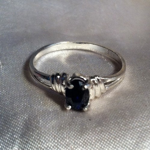 Natural Blue Sapphire Sterling Silver Ring