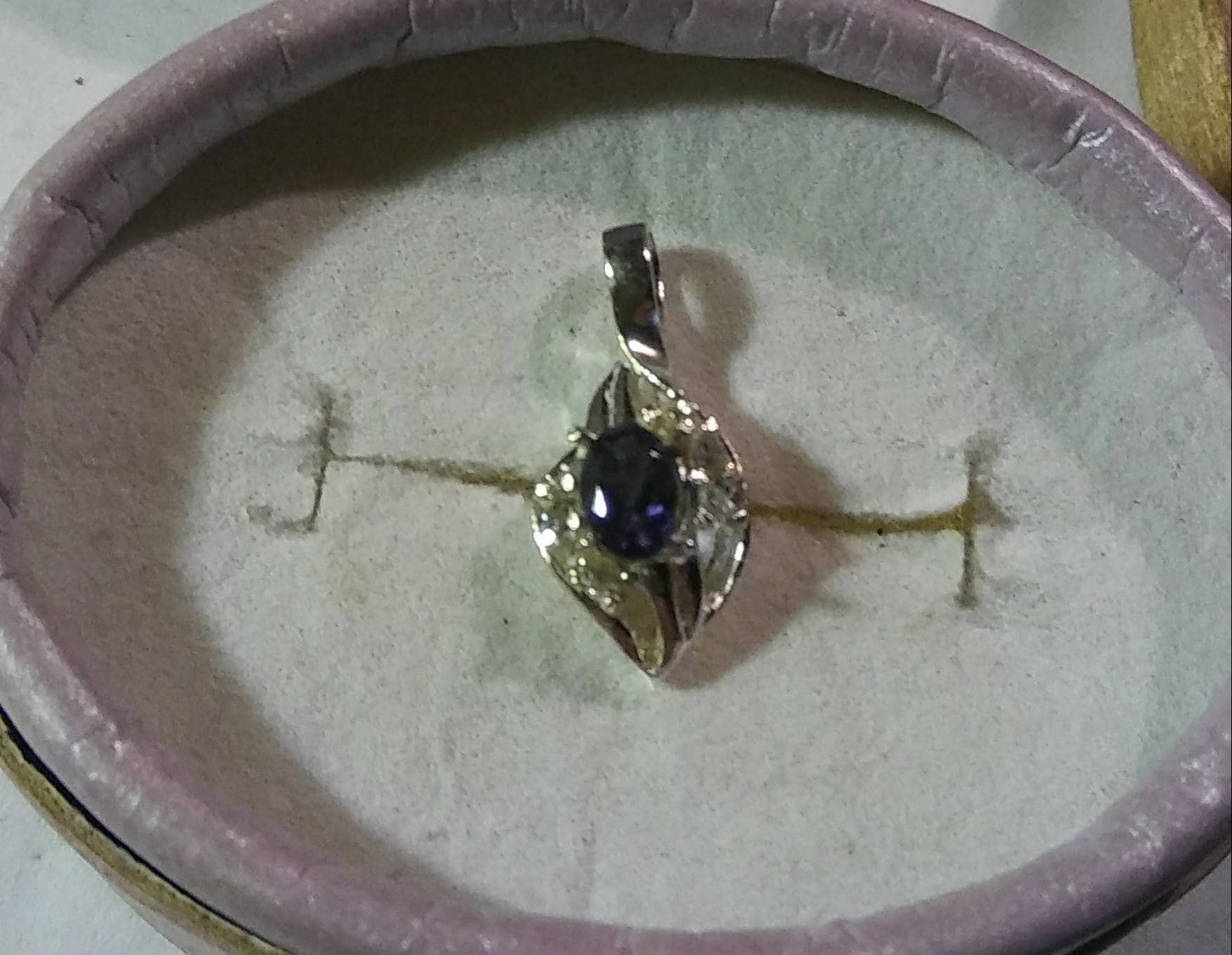 Natural Blue Iolite White Sapphire accented Sterling Silver Necklace - Thumbnail 3