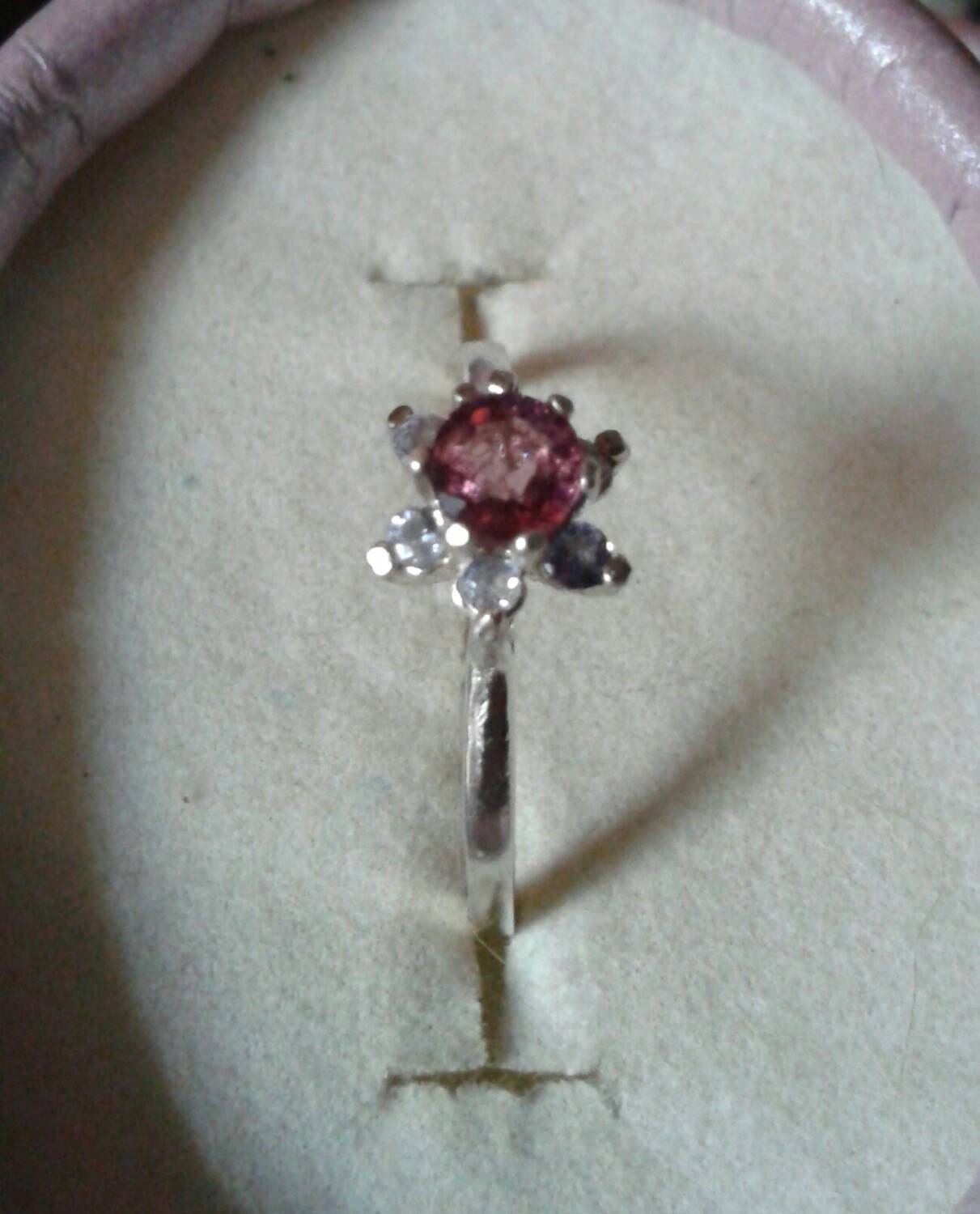 Natural Purple Spinel Tanzanite accented Sterling Silver Engagement Ring - Thumbnail 4