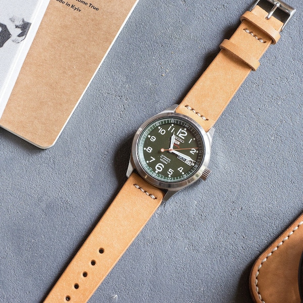 ナチュラル バダラッシ カルロ プエブロ ベジタブルタンニンレザー ウォッチストラップ ベジタブルタン 18 mm、19 mm、20 mm、21 mm、22 mm (送料無料)