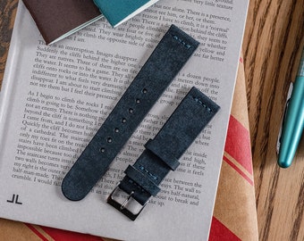 Navy Blue Badalassi Carlo Pueblo Vegetable Tanned Leather Watch Strap Veg Tan 18mm, 20mm, 22mm (Free Shipping)