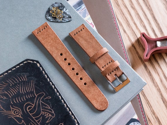 Brown walnut Badalassi Carlo Pueblo Vegetable Tanned Leather Watch Strap Veg Tan 18mm 19mm 20mm 21mm 22mm free Shipping Etsy Canada