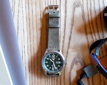 Grey Badalassi Carlo Pueblo Vegetable Tanned Leather Watch Strap Veg Tan 18mm, 20mm, 22mm (Free Shipping)