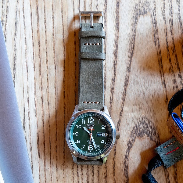 Pulseira de relógio Badalassi Carlo Pueblo em couro curtido ao vegetal, cinza, 18 mm, 19 mm, 20 mm, 21 mm, 22 mm (frete grátis)