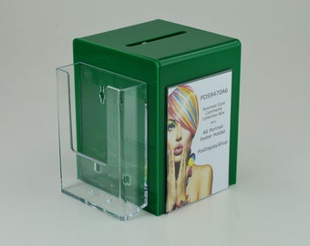 Small Green Acrylic Suggestion Feedback Exhibition Collection Comments Box with Leaflet Holder - PDS9470A6 Green