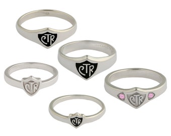 CTR (Choose The Right Ring) Ring Sterling Silver. Small Mini CTR, Medium Mini CTR, Wide Mini Ctr, Wide Ctr, Wide Mini with Stones Ctr