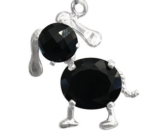 Dog Necklace with Colored CZ's in Sterling Silver