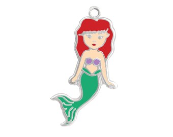 Custom Color Cute Mermaid Charm for Necklace or Bracelet