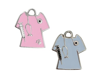 Sterling Silver Vet or Nurse Shirt /  Scrubs Charms for Necklace or Bracelet