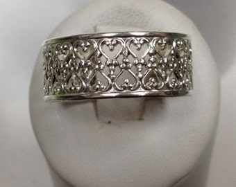 Sterling Silver Heart Lace Ring Style 6