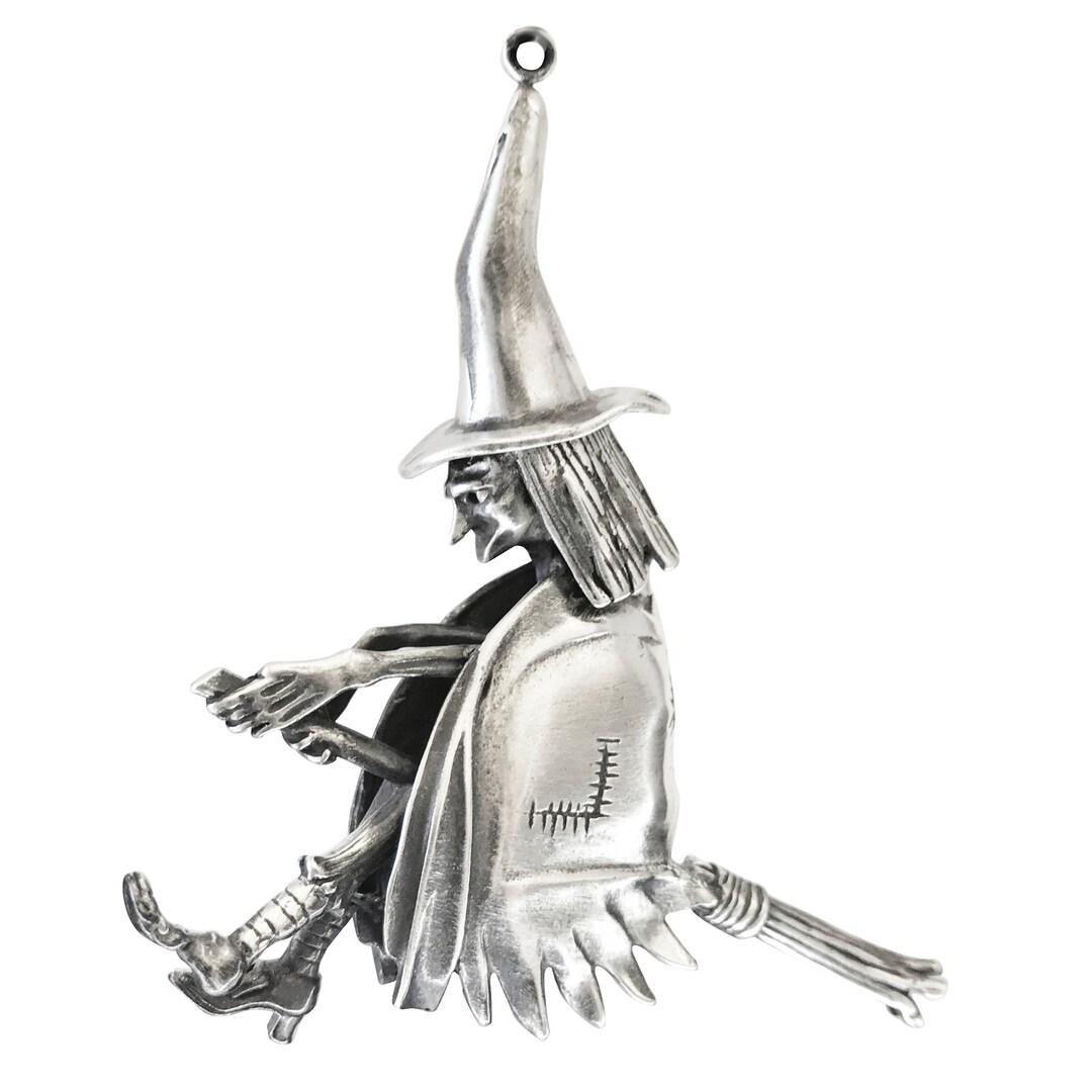 Large Witch Pendant for Necklace in Sterling Silver - Etsy