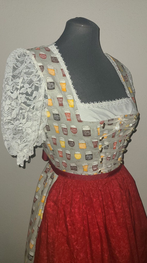 Oktoberfest Craft Beer Print Dirndl Cotton Dress