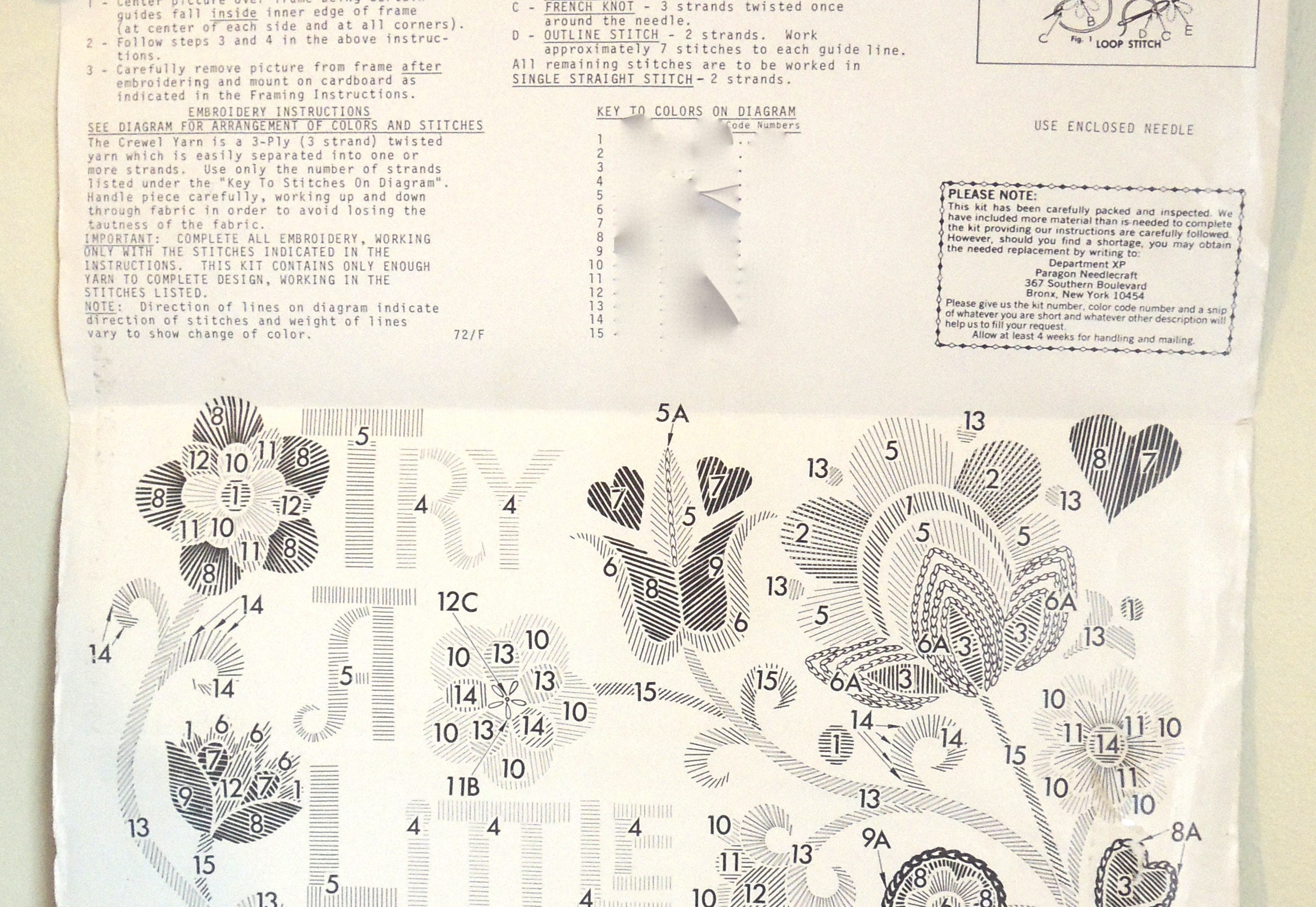 Broderie Crewel Vintage Paragon "Try A Little Kindness" #0512 - Années 70 - Complète