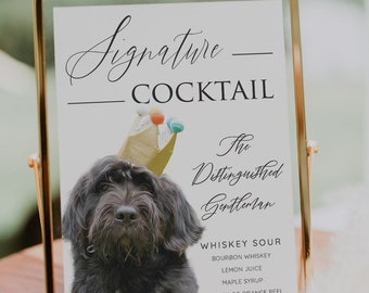 Signature Drink Sign Dog Digital Download | We Edit | Pet Signature Cocktail Sign - SCC-311DD