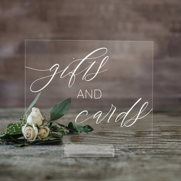 Gifts and Cards Clear Glass Look Acrylic Sign | Gifts and Cards Sign | Lucite Gifts and Cards Sign | Wedding Signs | Perspex - SCC-318