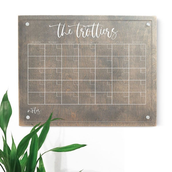 Acrylic Calendar Mounted on Wood | Wall Calendar Command Center on Acrylic | SCC-261