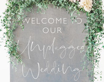 Unplugged Wedding Sign Unplugged Ceremony Sign 24x36 Vertical Wooden Wedding Sign Rustic Wedding Decor Large Sign - WS-271