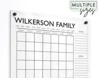Large Acrylic Calendar Personalized | Dry Erase Monthly Acrylic Wall Calendar | 2022 Minimalist Wall Calendar for your Office or Kitchen