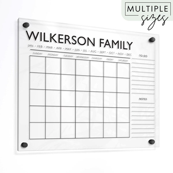 Personalized Acrylic Calendar Month & Week | Housewarming Gift | Dry Erase Board Calendar | Monthly Large Family Planner | Glass Board