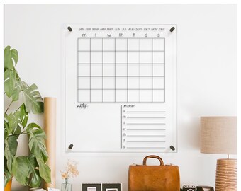 Monthly Weekly Acrylic Wall Calendar| Large Acrylic Calendar| Personalized Dry Erase Monthly & Weekly Calendar | Acrylic Wall Calendar