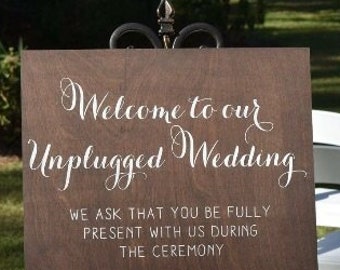 Unplugged Wedding Sign, Unplugged Ceremony Sign, No Cell Phone Sign, Unplugged Sign, Unplugged Wooden Wedding Sign, No Cameras Sign - WS-80