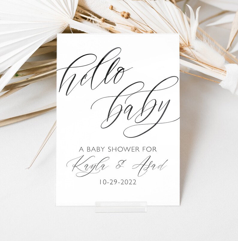 Acrylic Sign for Baby Shower Hello Baby Shower Sign Etsy