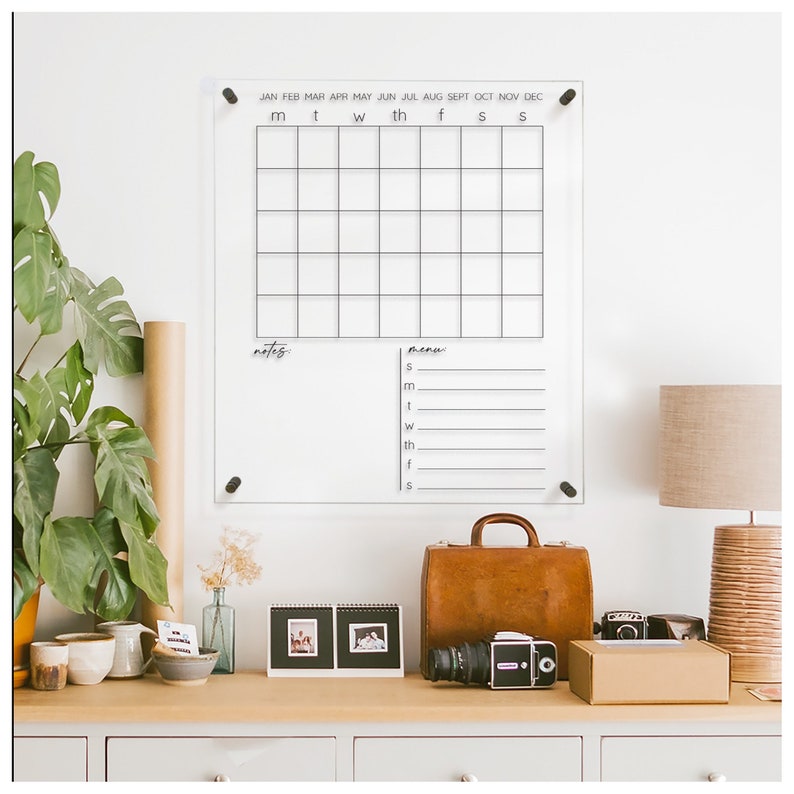 Monthly Weekly Acrylic Wall Calendar Large Acrylic Calendar Personalized Dry Erase Monthly & Weekly Calendar Acrylic Wall Calendar image 1