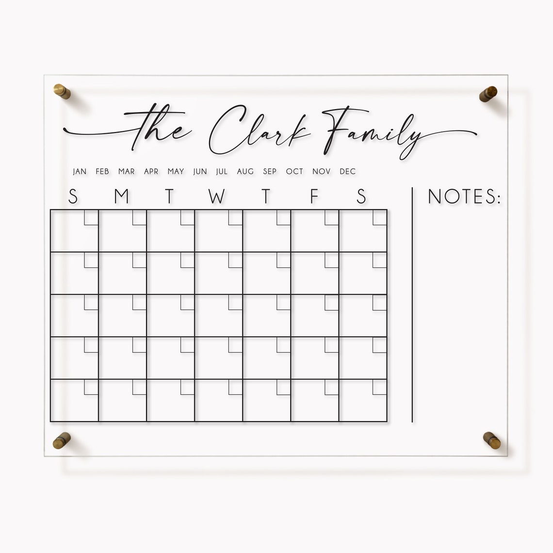 Large Acrylic Dry Erase Calendar Acrylic Command Center Etsy