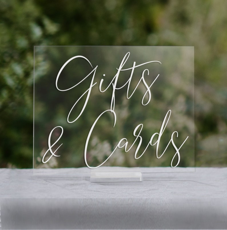 Gifts and Cards sign Modern Acrylic Gifts and Cards Sign Lucite gifts and cards sign Acrylic wedding signs SCC-63 image 2