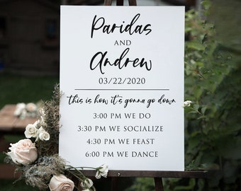 Order of Events Welcome Wedding Sign | Rustic Wedding Welcome Signage | Wood Wedding Welcome Signs | Wedding Decor - SCC-82