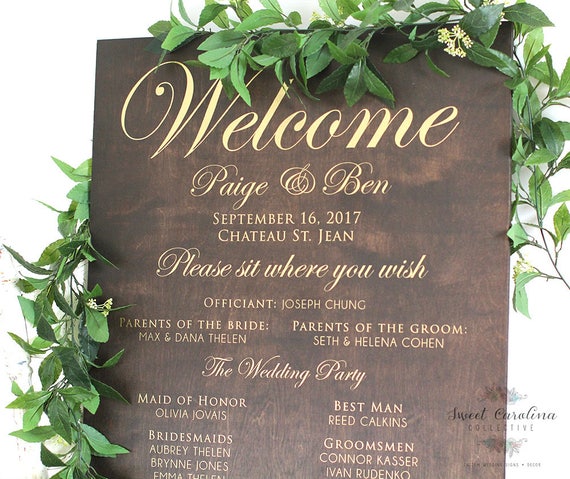 Wood Wedding Welcome Program Wedding Program Sign Wood Etsy