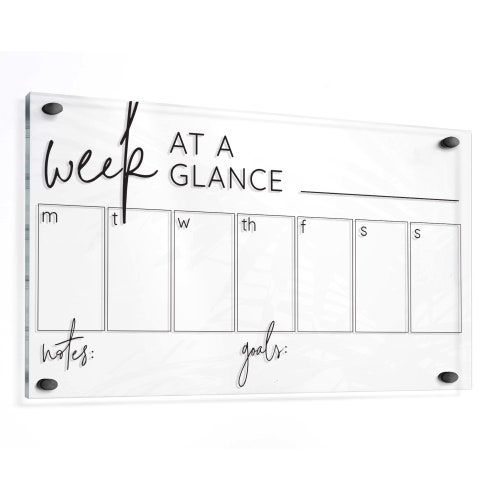 Acrylic Weekly Calendar Dry Erase Board Personalized Family Etsy