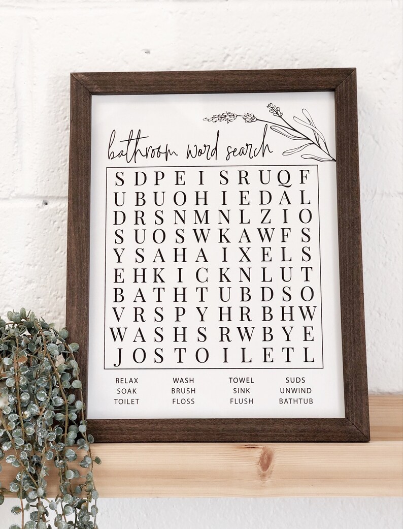 Bathroom Word Search Bathroom Decor | First Home Housewarming Gift | Funny Bathroom Sign Wall Decor - SCC-150