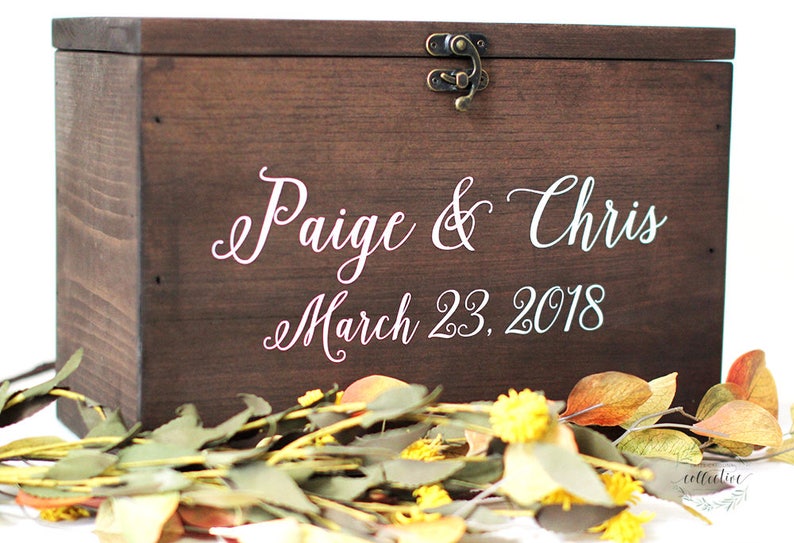 Wood Wedding Card Box with Lid | Wedding Money Box | Wedding Card Box | Wedding Card Holder | Rustic Cards Box with Lid - WS-230 