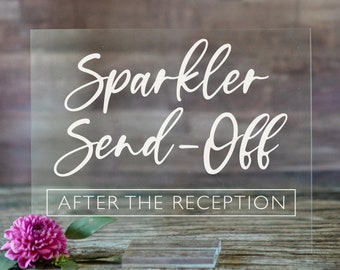 Sparkler Send Off Acrylic Wedding Sign | Lucite Sparkler Send Off Acrylic Sign for Wedding Decor | Wedding Sparklers Sign - SCC-215