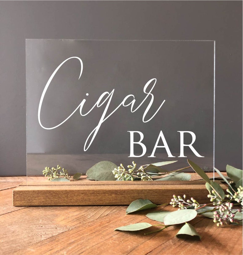 Cigar Bar Acrylic Table Sign Wedding Cigar Bar Signs Etsy