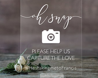 Acrylic Hashtag Sign Help Us Capture the Love Social Media Clear Glass Look Acrylic Wedding Sign | Tag Your Photos Calligraphy Hashtag AS-40