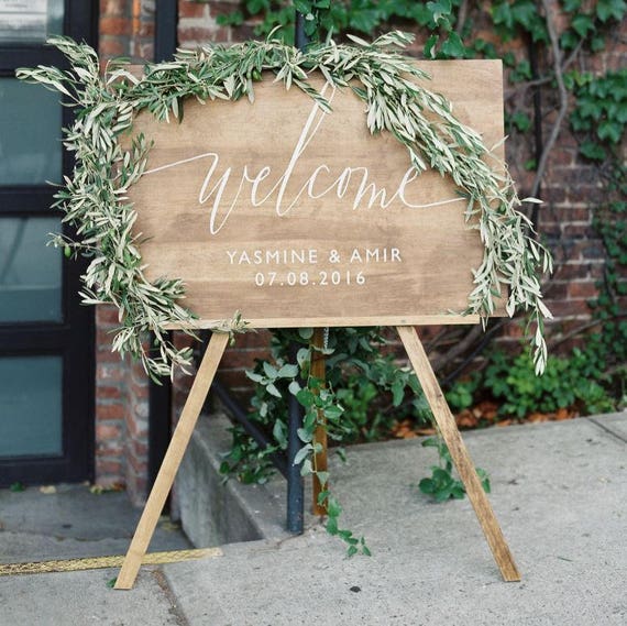 Wooden Wedding Sign with Names and Date Rustic Etsy