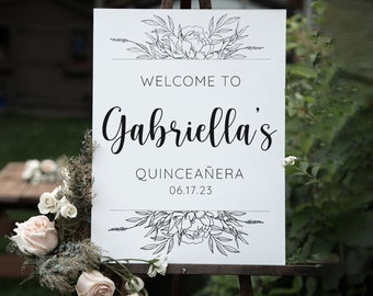 Acrylic Welcome Sign for Quinceañera |  Welcome Sign on Acrylic  | Customize With Your NamesAnd Date - SCC-377