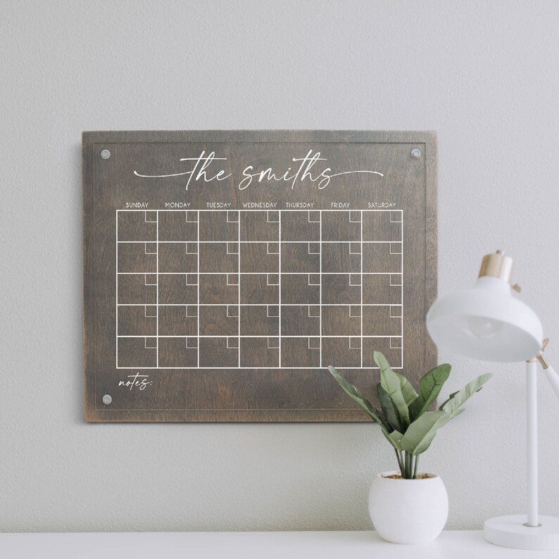 Large Acrylic Dry Erase Calendar Acrylic and Wood Mounted Etsy
