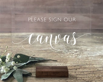 Please Sign Our Canvas Acrylic Guest Book Sign | Alternative Guest Book Sign | Glass Guestbook Sign | Acrylic Guestbook | Acrylic - AS-29