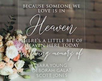 Memory Table Sign for Wedding with Names | In Loving Memory Sign for Wedding on Acrylic | Acrylic Wedding Memory Sign - SCC-263