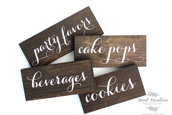Dessert Table Wooden Labels Wedding Signs Candy Buffet Etsy