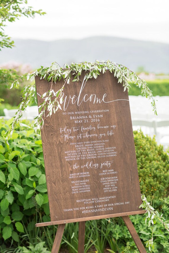 Wedding Program Sign Wood Wedding Program Rustic Wedding Etsy