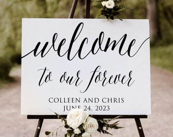 Welcome to Our Forever Wedding Sign - Large Acrylic Wedding Welcome Sign - Modern Wedding Welcome Sign - WS-224