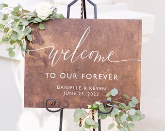 Welcome to Our Forever Wedding Sign - Large Wooden Wedding Welcome Sign - Rustic Wedding Welcome Sign - SCC-362