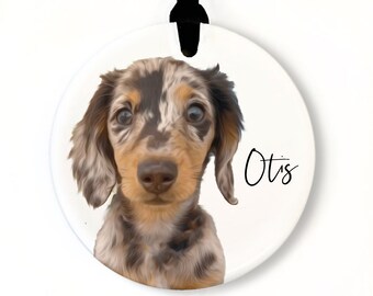 Weiner Dog Ornament | Dog Memorial Gift | Custom Dog Christmas Ornament for Dog Lover - SCC-155