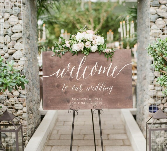 Welcome To Our Wedding Sign Personalised Large Rustic Wedding Venue Decoration 